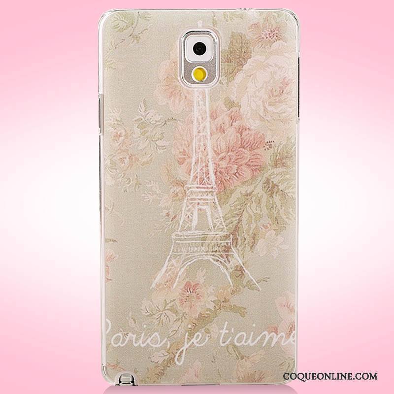 Samsung Galaxy Note 3 Coque Fleurs Protection Étui Peinture Rose Étoile