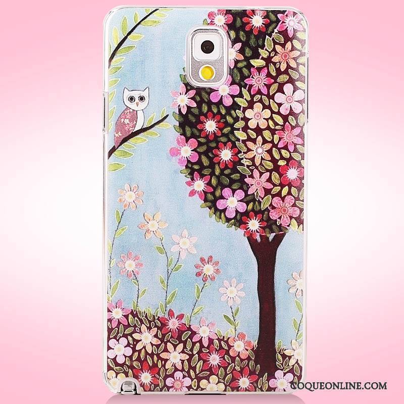 Samsung Galaxy Note 3 Coque Fleurs Protection Étui Peinture Rose Étoile