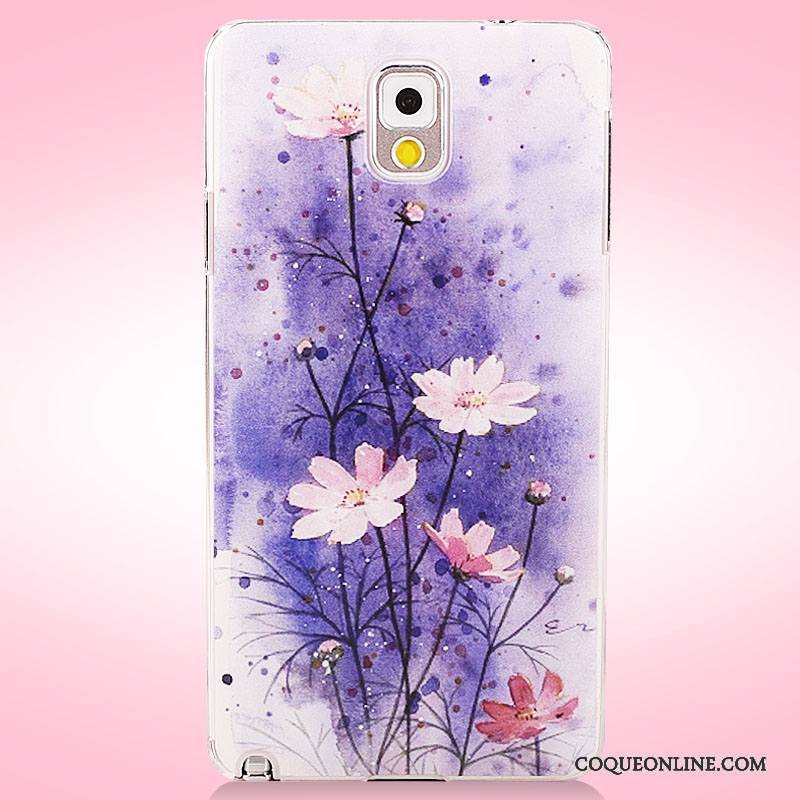 Samsung Galaxy Note 3 Coque Fleurs Protection Étui Peinture Rose Étoile