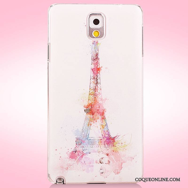 Samsung Galaxy Note 3 Coque Fleurs Protection Étui Peinture Rose Étoile