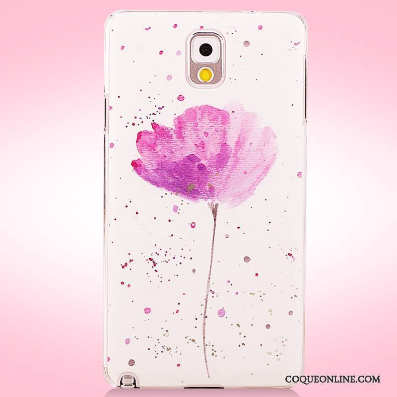 Samsung Galaxy Note 3 Coque Fleurs Protection Étui Peinture Rose Étoile