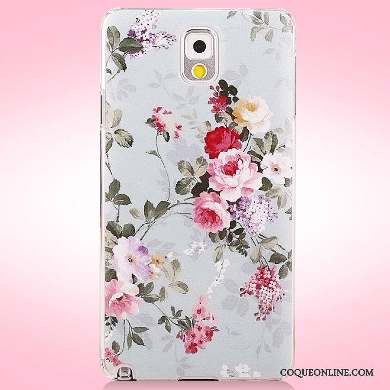 Samsung Galaxy Note 3 Coque Fleurs Protection Étui Peinture Rose Étoile