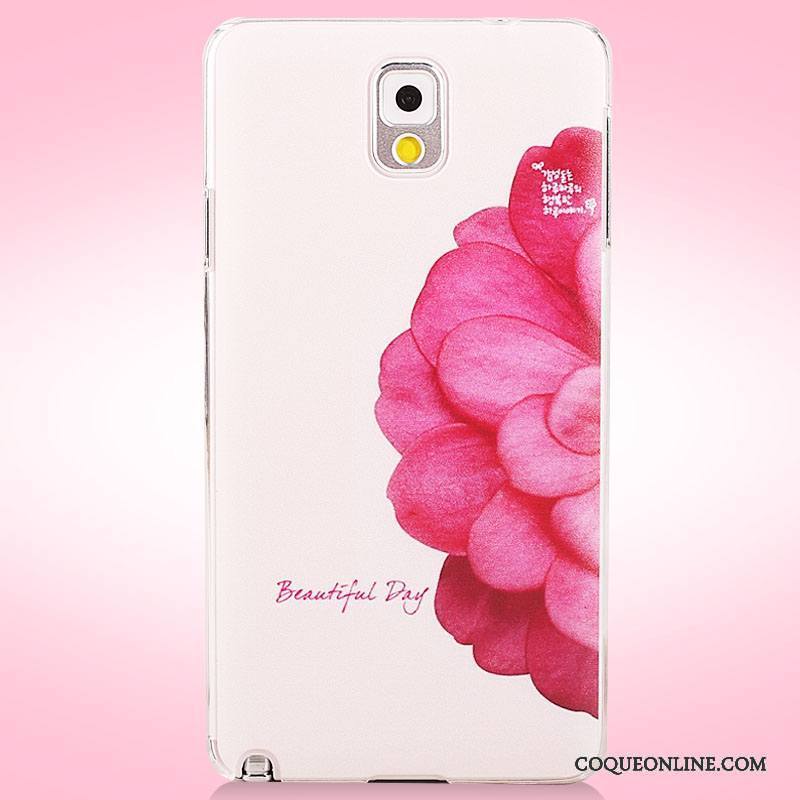 Samsung Galaxy Note 3 Coque Fleurs Protection Étui Peinture Rose Étoile