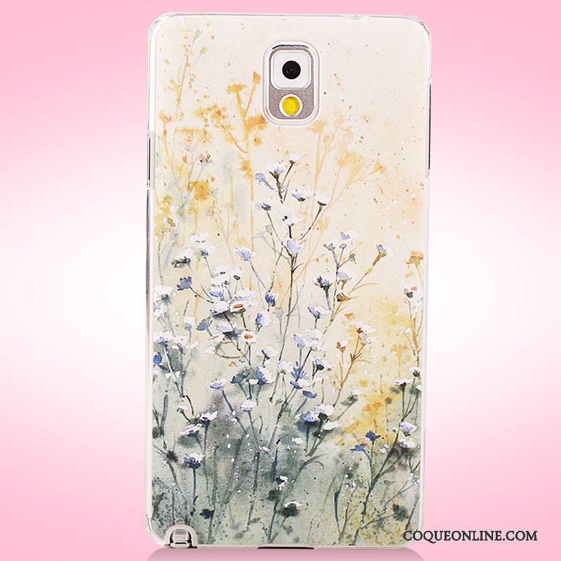 Samsung Galaxy Note 3 Coque Fleurs Protection Étui Peinture Rose Étoile