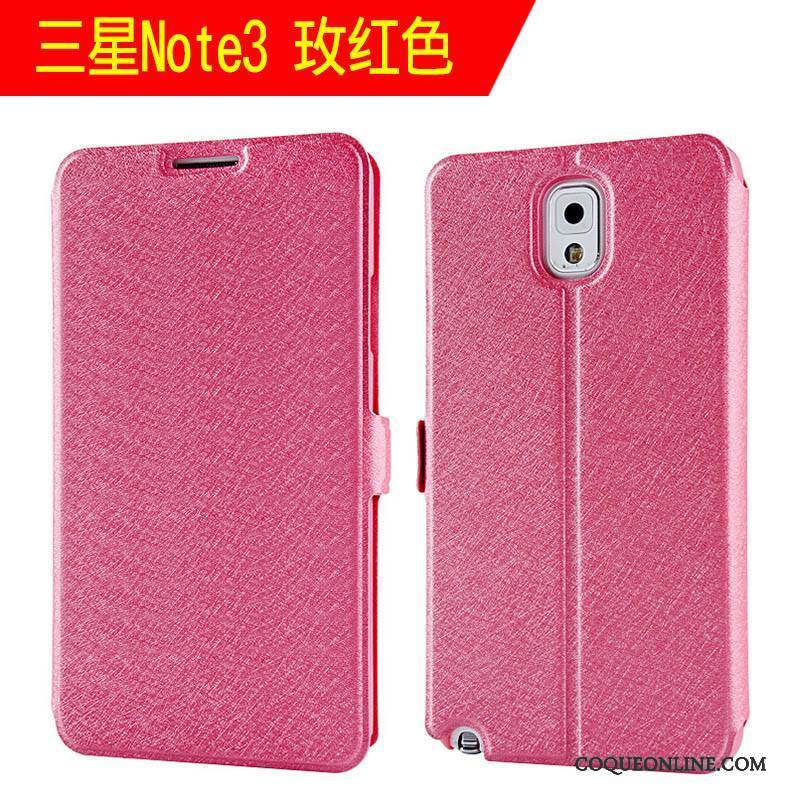 Samsung Galaxy Note 3 Coque Tendance Clamshell Étui En Cuir Rose Tout Compris Protection Étoile