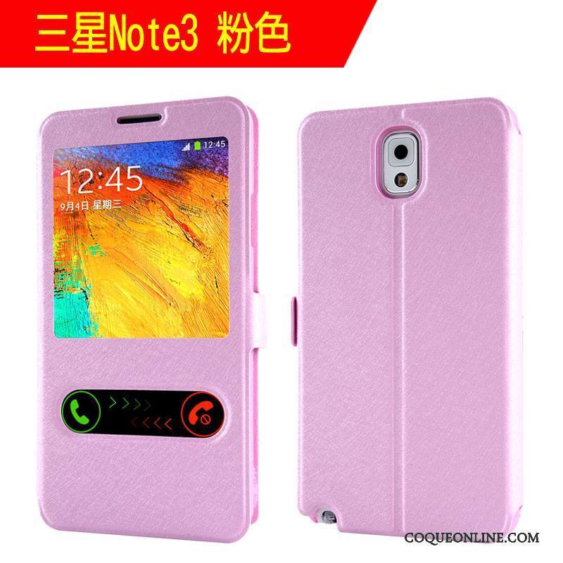 Samsung Galaxy Note 3 Coque Tendance Clamshell Étui En Cuir Rose Tout Compris Protection Étoile