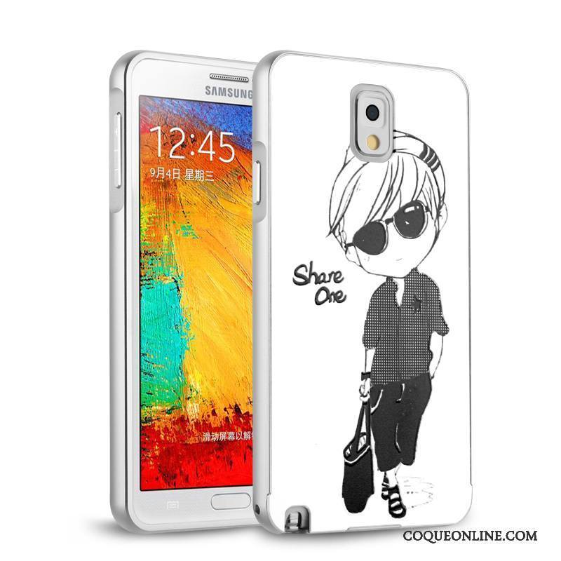 Samsung Galaxy Note 3 Coque Étui Protection Argent Or Métal Tempérer Support