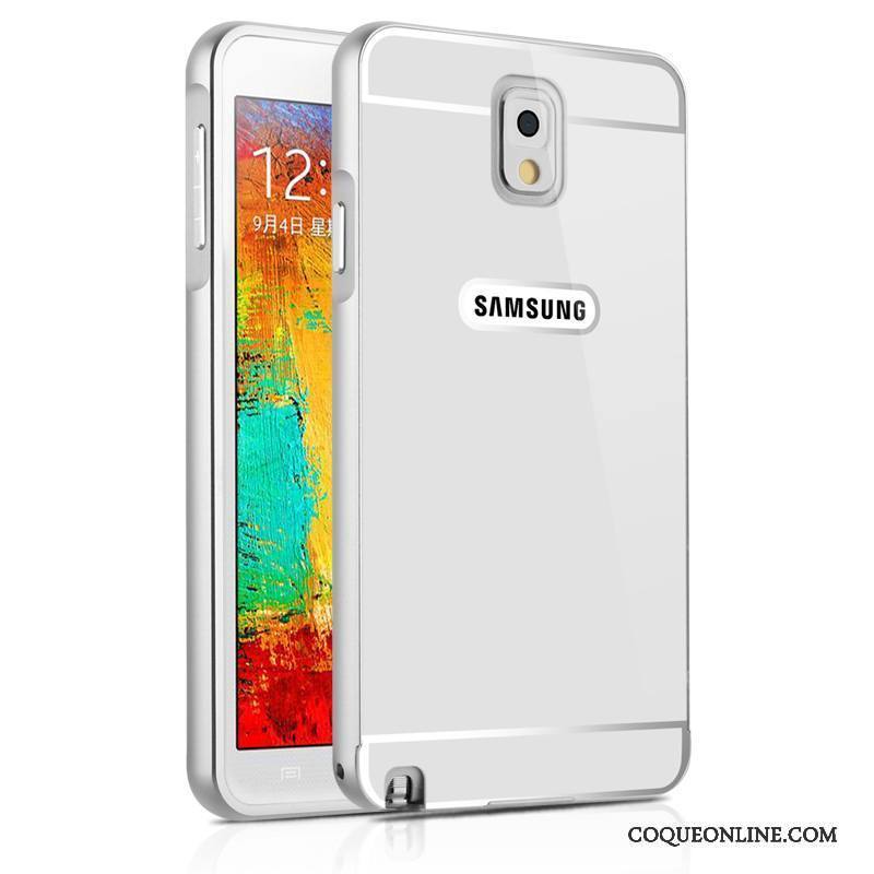 Samsung Galaxy Note 3 Coque Étui Protection Argent Or Métal Tempérer Support