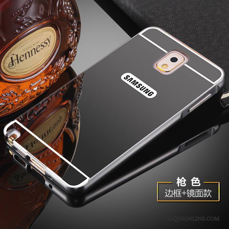 Samsung Galaxy Note 3 Coque Étui Protection Argent Or Métal Tempérer Support