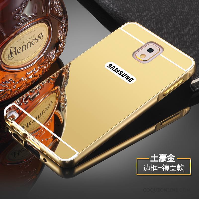 Samsung Galaxy Note 3 Coque Étui Protection Argent Or Métal Tempérer Support