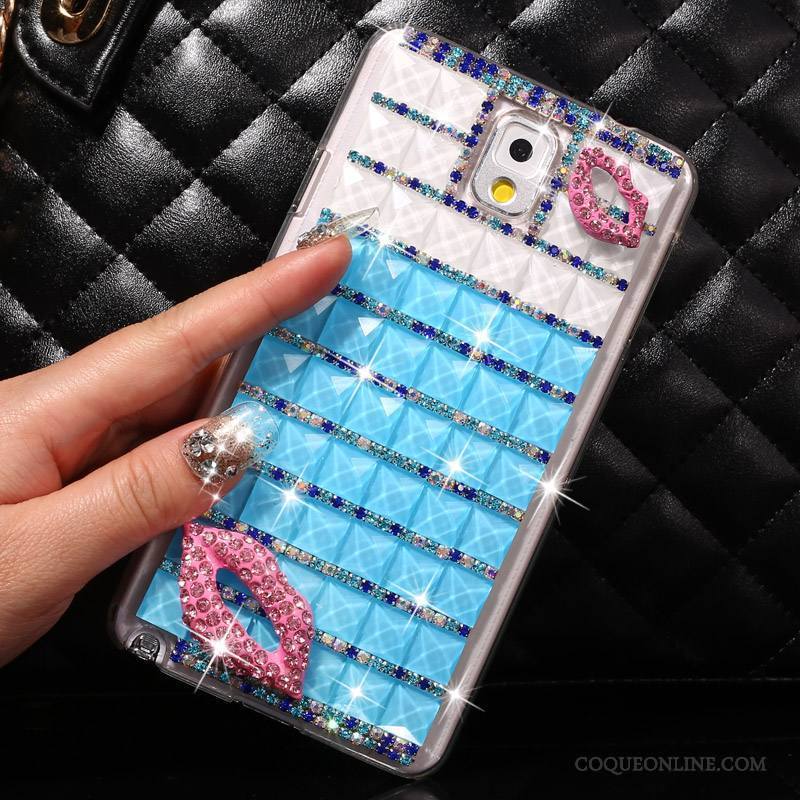 Samsung Galaxy Note 3 Protection Étui Coque De Téléphone Strass Étoile Bleu