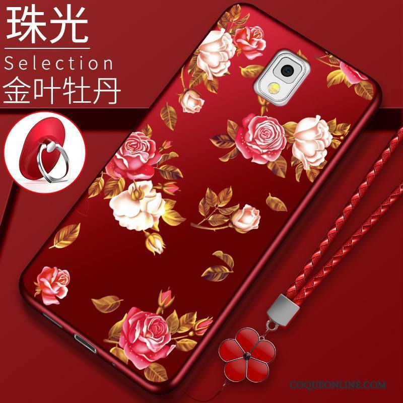 Samsung Galaxy Note 3 Rouge Coque De Téléphone Protection Étui Silicone Fleurs Étoile