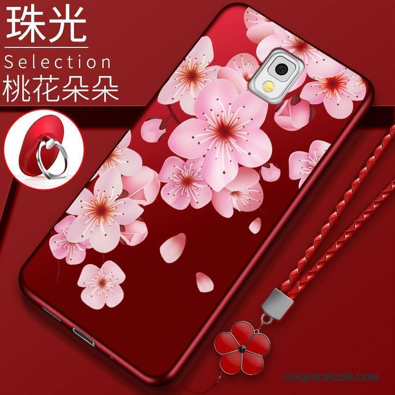 Samsung Galaxy Note 3 Rouge Coque De Téléphone Protection Étui Silicone Fleurs Étoile