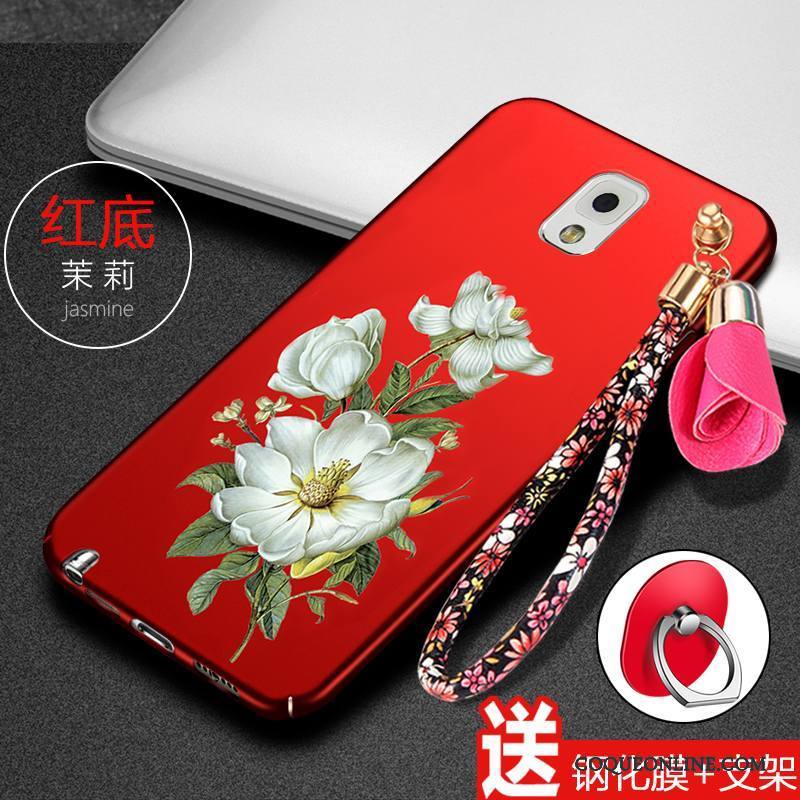 Samsung Galaxy Note 3 Rouge Coque En Silicone Bovins Étoile Étui De Téléphone Fleurs