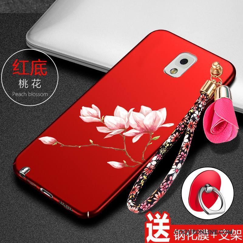 Samsung Galaxy Note 3 Rouge Coque En Silicone Bovins Étoile Étui De Téléphone Fleurs