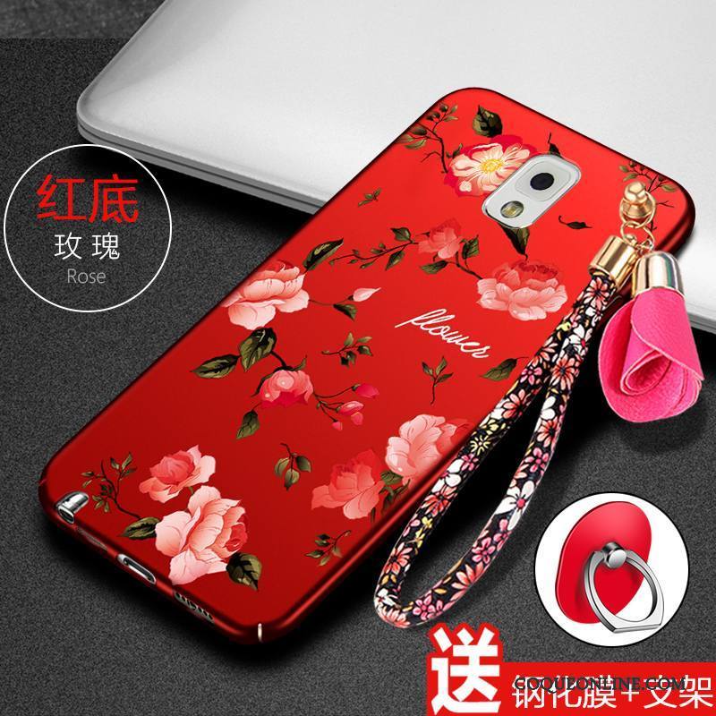 Samsung Galaxy Note 3 Rouge Coque En Silicone Bovins Étoile Étui De Téléphone Fleurs