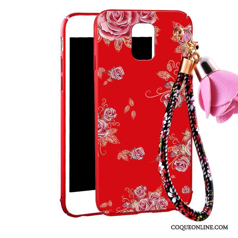 Samsung Galaxy Note 3 Rouge Fleurs Ornements Suspendus Délavé En Daim Difficile Coque Tendance