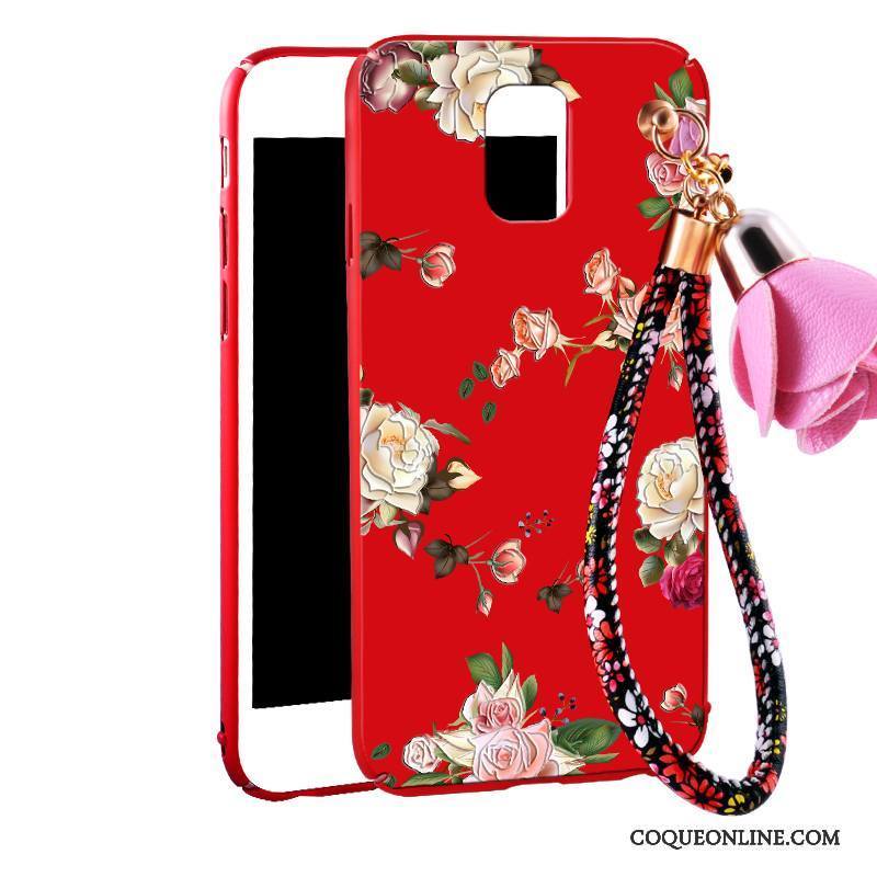 Samsung Galaxy Note 3 Rouge Fleurs Ornements Suspendus Délavé En Daim Difficile Coque Tendance