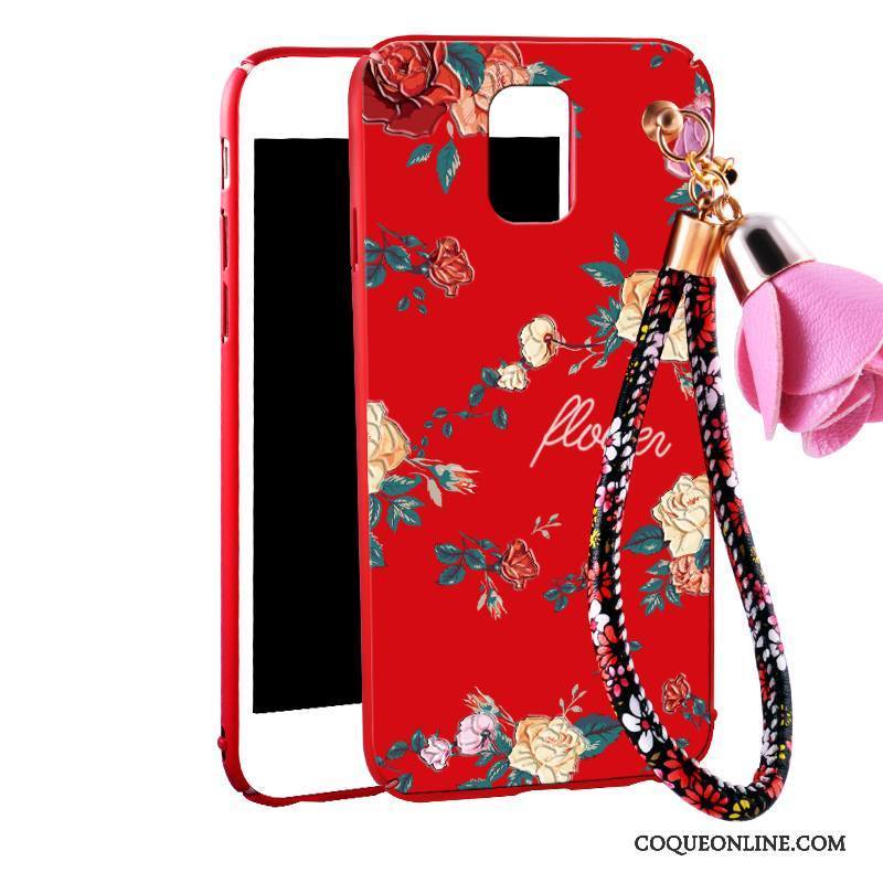 Samsung Galaxy Note 3 Rouge Fleurs Ornements Suspendus Délavé En Daim Difficile Coque Tendance