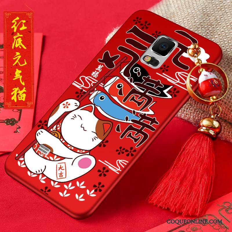 Samsung Galaxy Note 4 Coque De Téléphone Protection Rouge Silicone Richesse Chat Étui