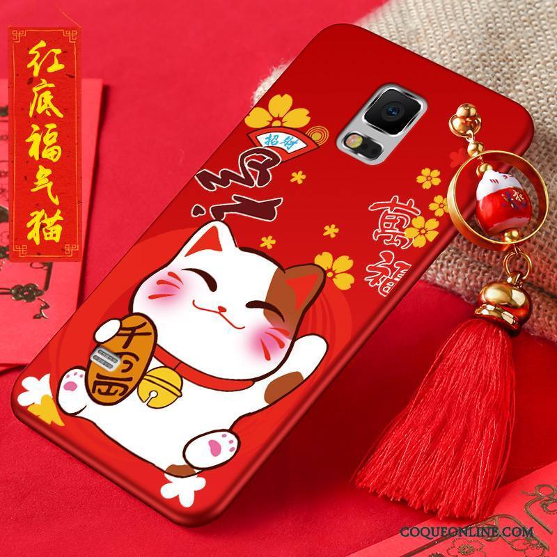 Samsung Galaxy Note 4 Coque De Téléphone Protection Rouge Silicone Richesse Chat Étui