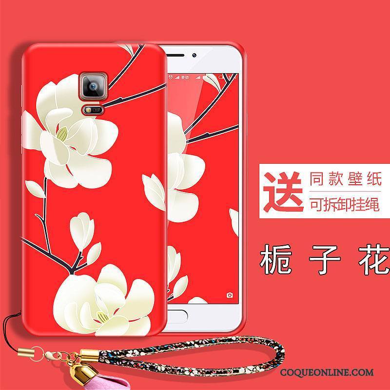 Samsung Galaxy Note 4 Coque Fleurs Silicone Créatif Légère Étoile Rouge Tout Compris