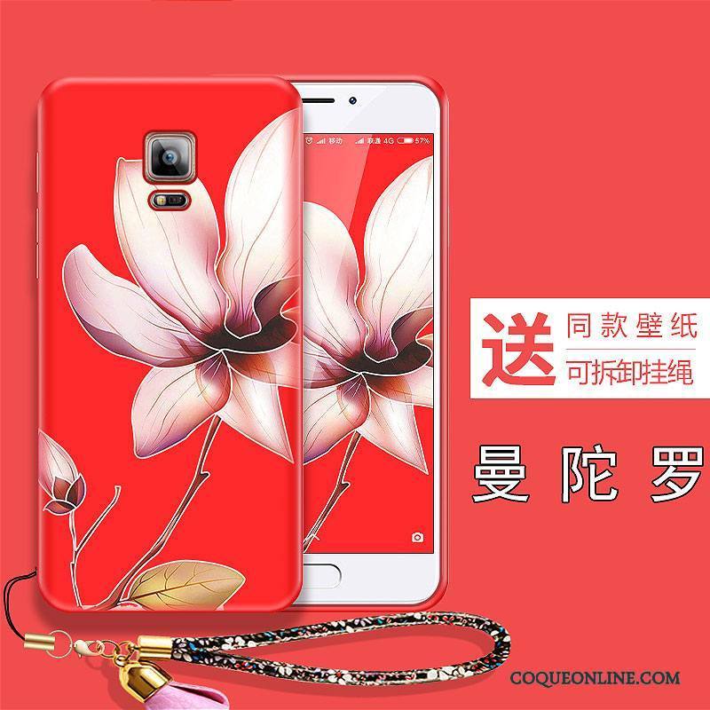 Samsung Galaxy Note 4 Coque Fleurs Silicone Créatif Légère Étoile Rouge Tout Compris