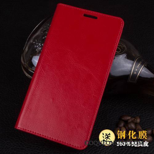 Samsung Galaxy Note 4 Coque Protection Cuir Véritable Clamshell Marron Couvercle Arrière Étui Incassable