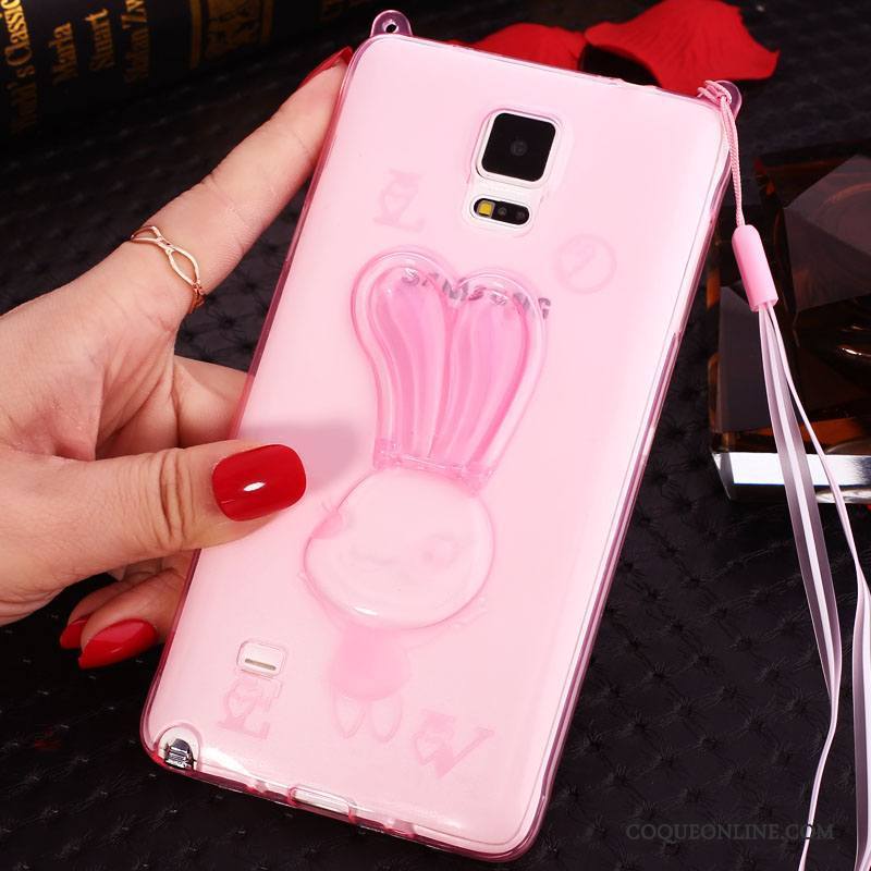 Samsung Galaxy Note 4 Coque Rose Silicone Fluide Doux Ornements Suspendus Strass Protection Dessin Animé