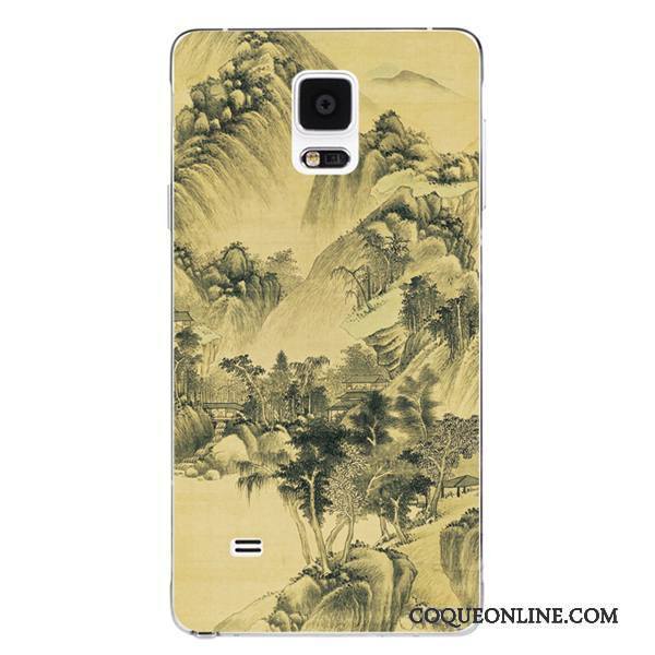 Samsung Galaxy Note 4 Coque Téléphone Portable Silicone Fluide Doux Étoile Style Chinois Motif Vert