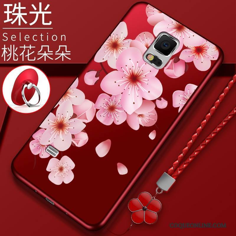 Samsung Galaxy Note 4 Coque Étui Étoile Fluide Doux Couvercle Arrière Tout Compris Rouge Fleurs