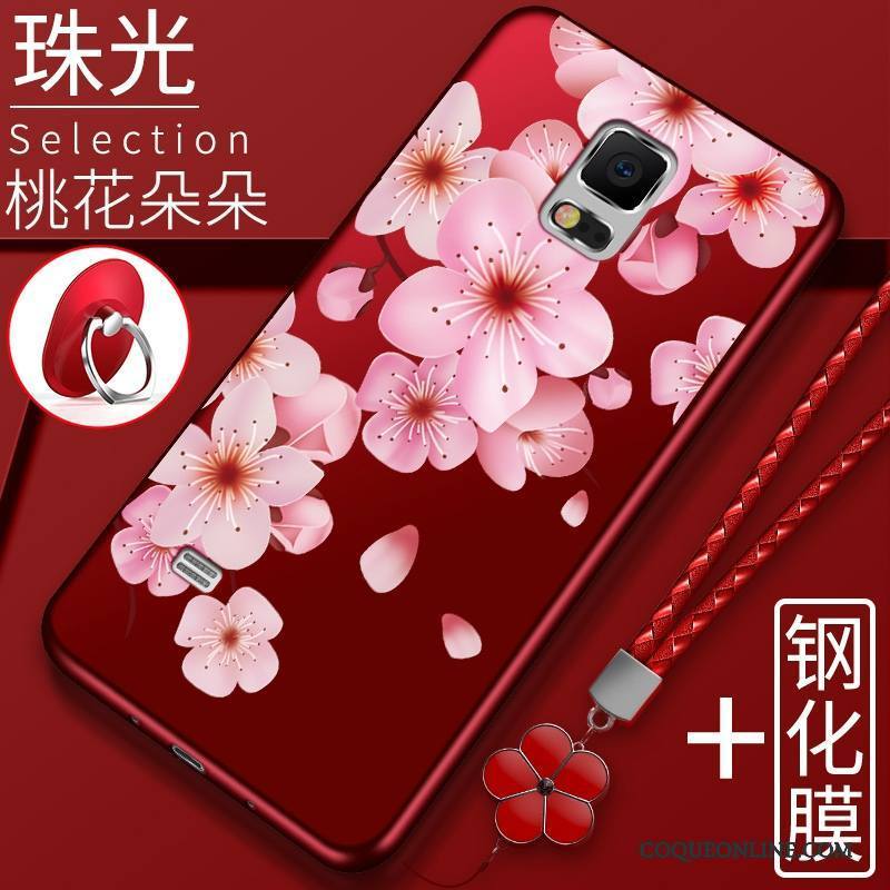 Samsung Galaxy Note 4 Coque Étui Étoile Fluide Doux Couvercle Arrière Tout Compris Rouge Fleurs