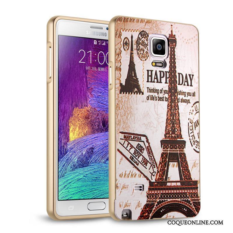 Samsung Galaxy Note 4 Incassable Métal Protection Rose Étoile Coque De Téléphone Border