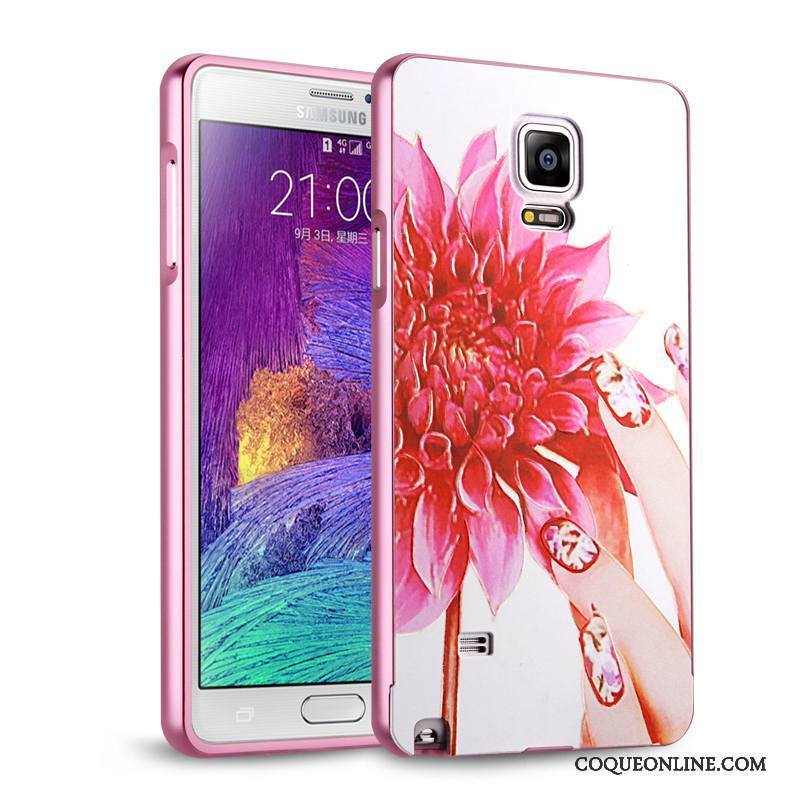 Samsung Galaxy Note 4 Incassable Métal Protection Rose Étoile Coque De Téléphone Border