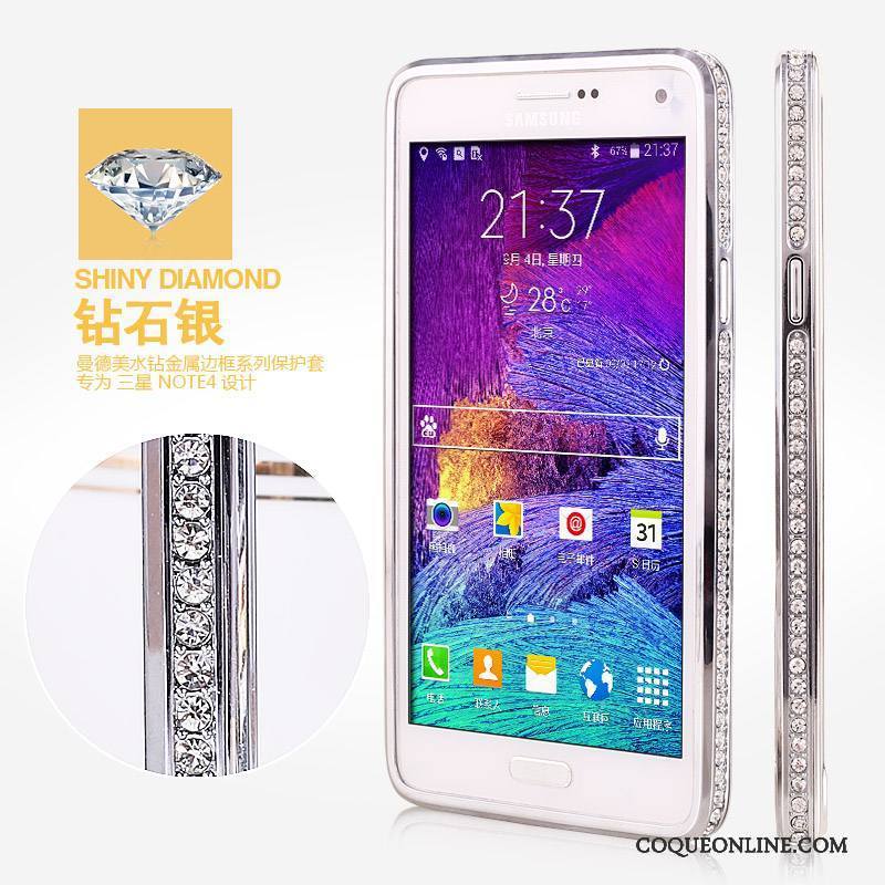 Samsung Galaxy Note 4 Métal Incassable Coque Étui Border Or Rose Protection