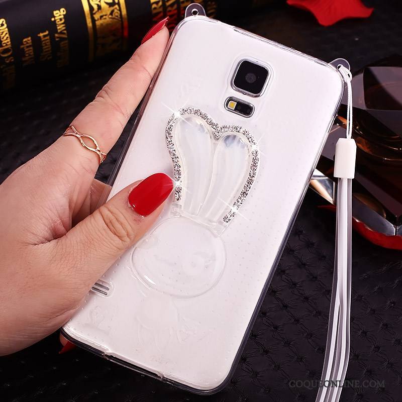 Samsung Galaxy Note 4 Ornements Suspendus Protection Étoile Blanc Coque Silicone Transparent
