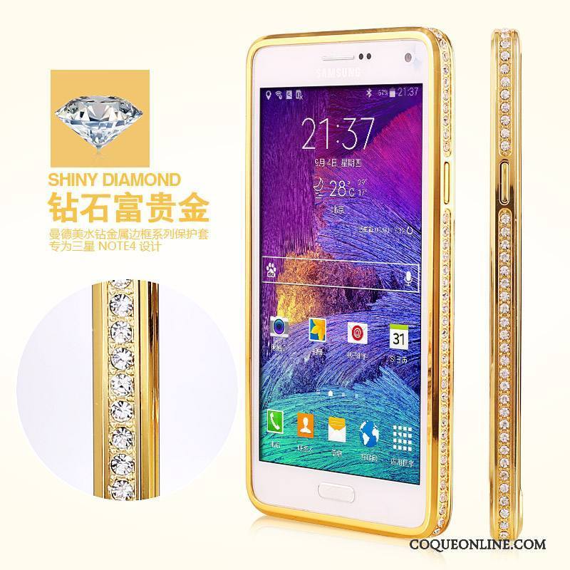 Samsung Galaxy Note 4 Tendance Coque De Téléphone Or Étui Border Métal Étoile