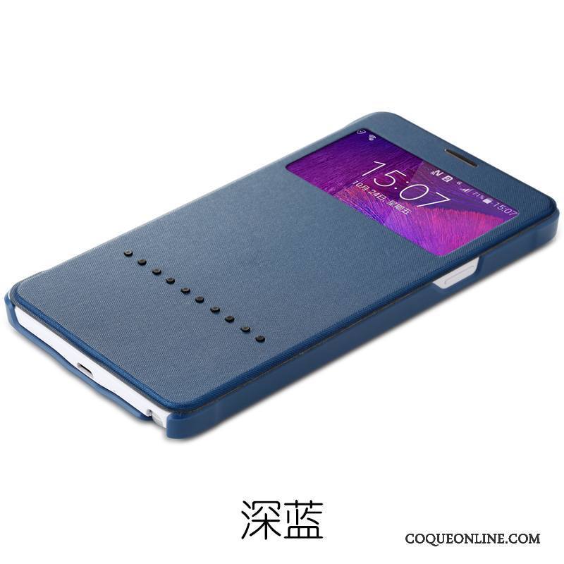 Samsung Galaxy Note 4 Étui Bleu Étui En Cuir Étoile Windows Protection Coque De Téléphone