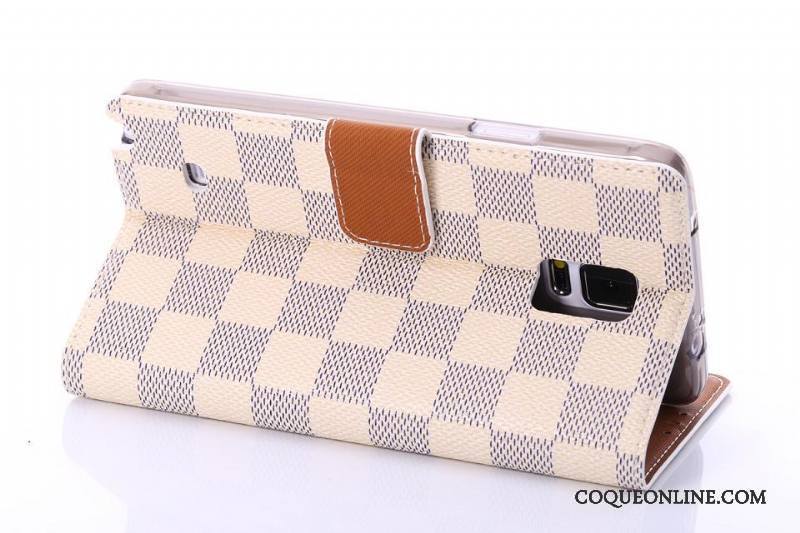 Samsung Galaxy Note 4 Étui En Cuir Téléphone Portable Protection Vérifier Carreaux Modèle Fleurie Coque De Téléphone Étoile