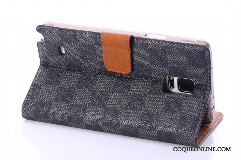 Samsung Galaxy Note 4 Étui En Cuir Téléphone Portable Protection Vérifier Carreaux Modèle Fleurie Coque De Téléphone Étoile