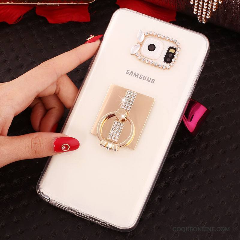 Samsung Galaxy Note 5 Blanc Téléphone Portable Silicone Protection Étoile Coque Strass