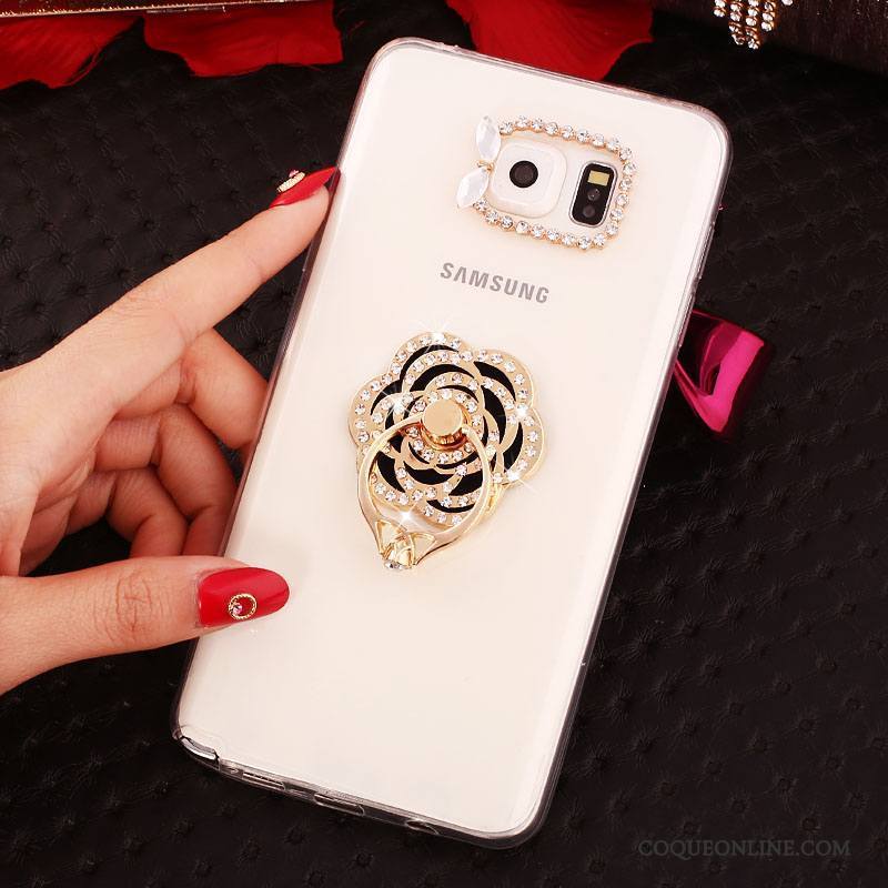 Samsung Galaxy Note 5 Blanc Téléphone Portable Silicone Protection Étoile Coque Strass