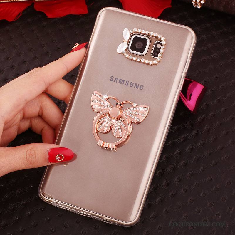 Samsung Galaxy Note 5 Blanc Téléphone Portable Silicone Protection Étoile Coque Strass