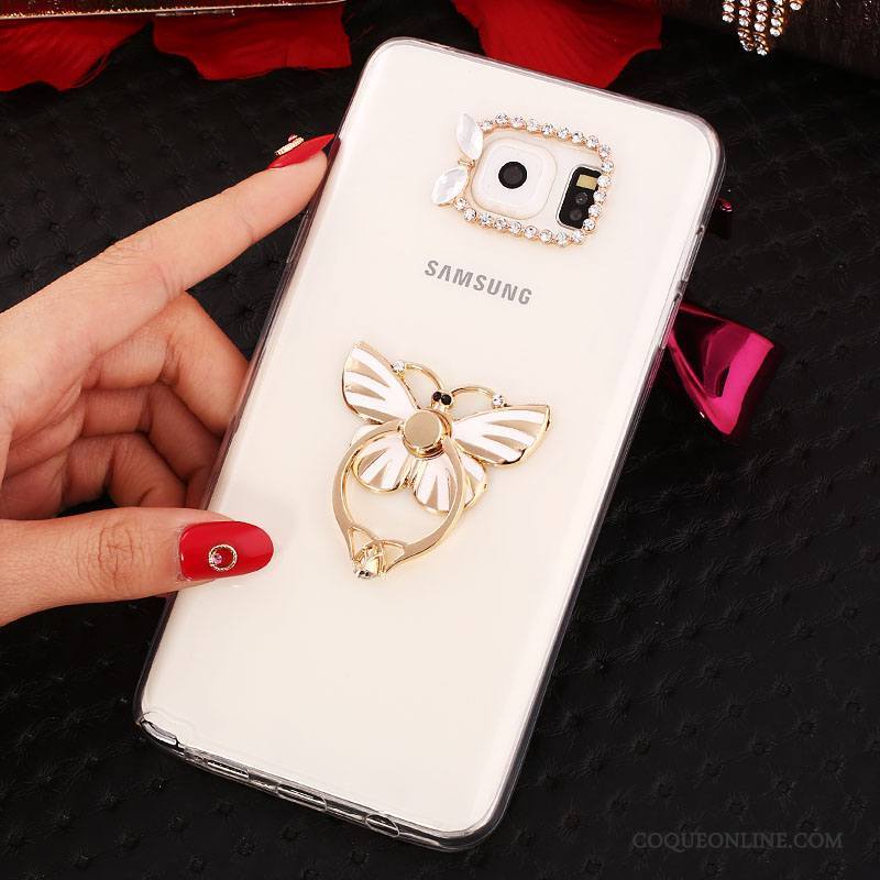 Samsung Galaxy Note 5 Blanc Téléphone Portable Silicone Protection Étoile Coque Strass