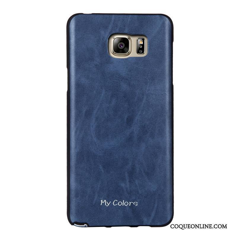 Samsung Galaxy Note 5 Coque Bleu Étui Étoile Similicuir Fluide Doux Protection Business