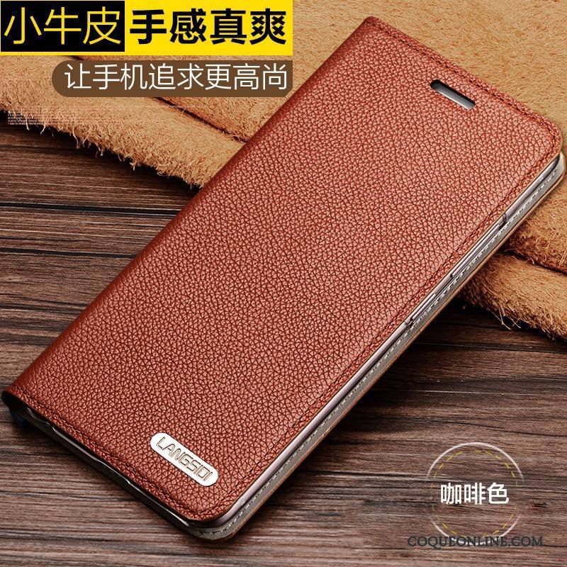 Samsung Galaxy Note 5 Coque Cuir Véritable Protection Étoile Étui En Cuir Incassable Marron Manuel