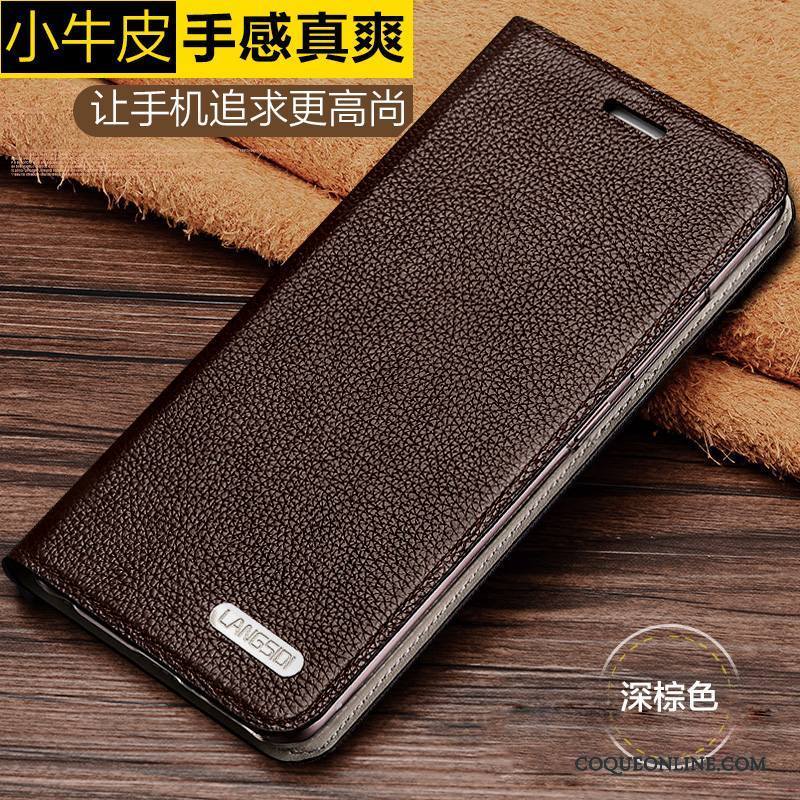 Samsung Galaxy Note 5 Coque Cuir Véritable Protection Étoile Étui En Cuir Incassable Marron Manuel