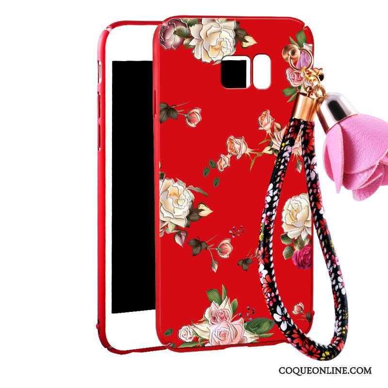 Samsung Galaxy Note 5 Coque Floral Rouge Ornements Suspendus Protection Incassable Étui Tout Compris