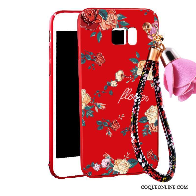 Samsung Galaxy Note 5 Coque Floral Rouge Ornements Suspendus Protection Incassable Étui Tout Compris