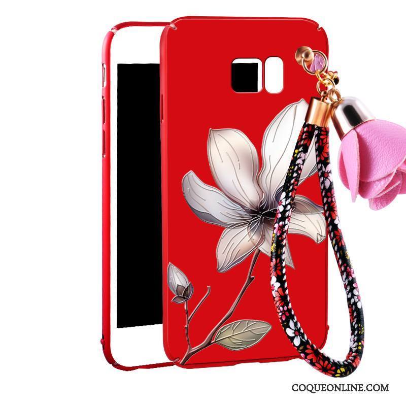 Samsung Galaxy Note 5 Coque Floral Rouge Ornements Suspendus Protection Incassable Étui Tout Compris